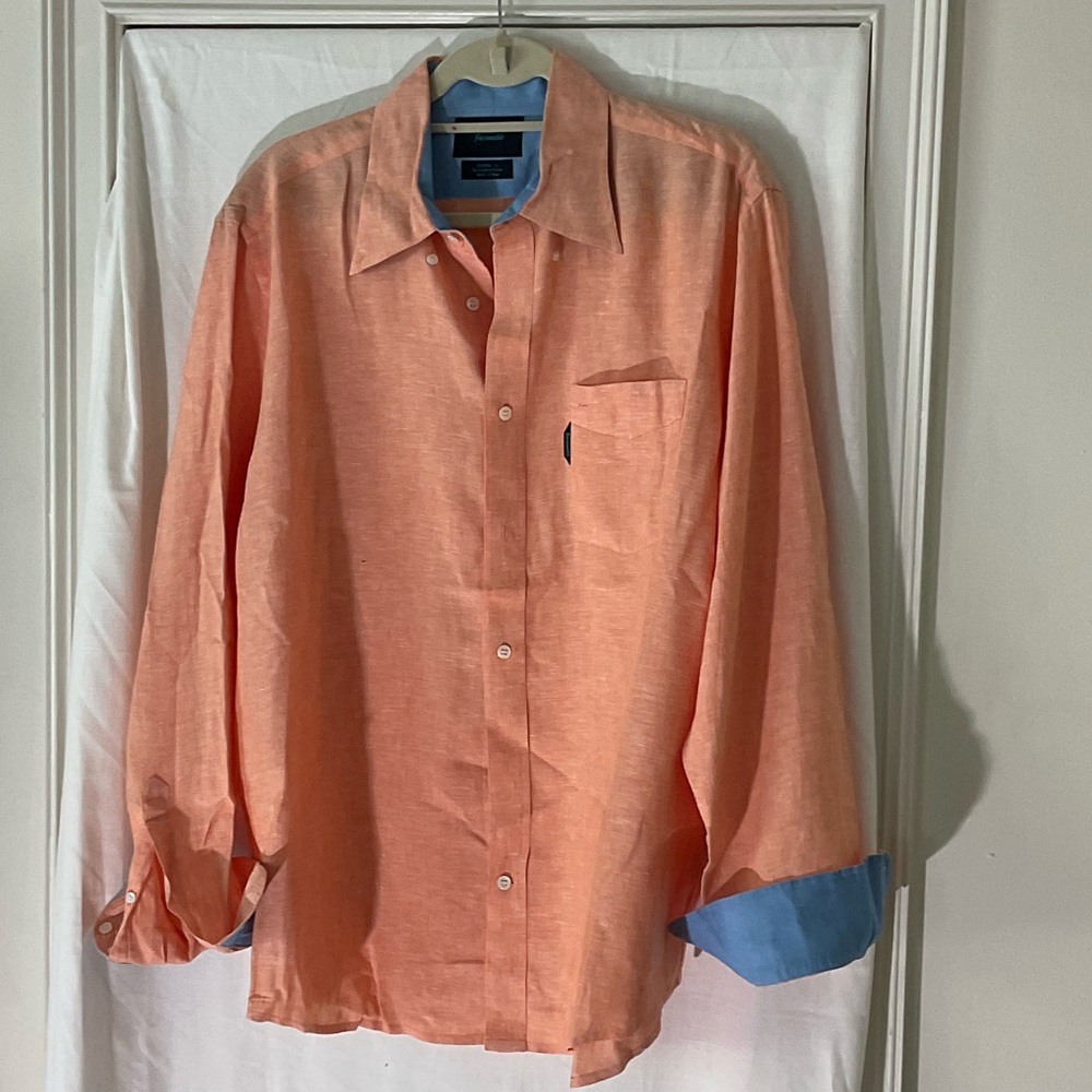 Faconnable linen mens button down dress shirt